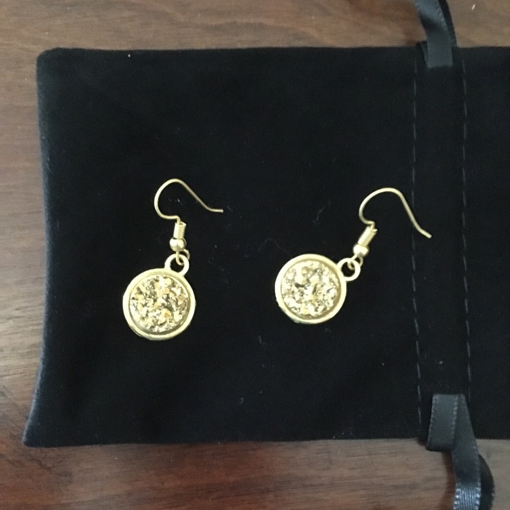 New gold tone druzy earrings